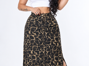 Falda Larga Denim - Animal Print