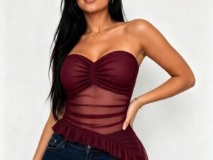 BLUSA ESTRAPLE LARGA EN MALLATEX